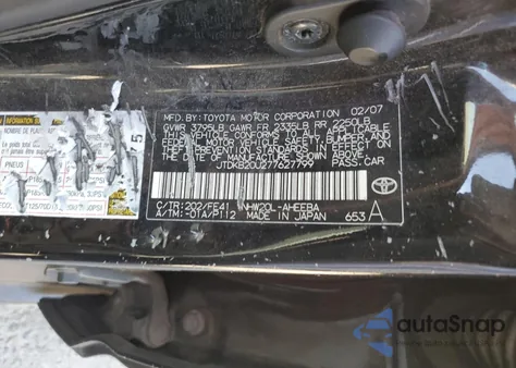 2007 Toyota Prius z USA, uszkodzony, nr VIN JTDKB20U277627799